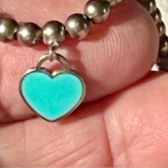 Tiffany Blue Heart Sterling SilverNecklace 17 inch - Picture 3 of 5